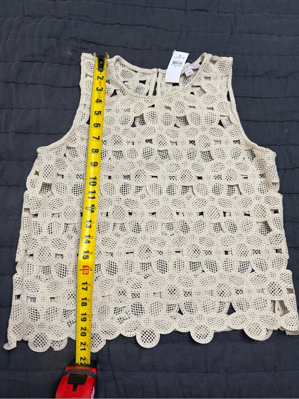 NWT LOFT Women's Crochet Shell Top in Cream